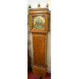 A circa 1800 provincial oak and pine cased longcase clock, the square brass dial signed Thomas
