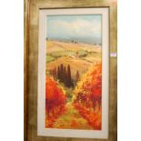 Bruno Tinucci - Vineyard, oil print, signed and numbered 96/195 lower right, 59 x 29cm