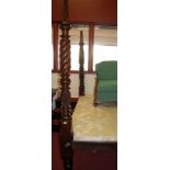 A Victorian style mahogany framed super king size four poster bed, having twin upholstered inset