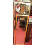 Early 20th century wooden frame 3/4 mirror, and another pine example