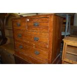 An Edwardian stained walnut chest of two short over two long drawers, width 90.5cm