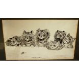 After Louis Wain - What's This?, pen and ink with watercolour wash, 19 x 32cm