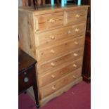 A modern pine squarefront chest of two short over five long drawers, width 89cm