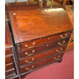 A 19th century mahogany slopefront four drawer writing bureau, width 81.5cm