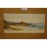 A.H. Mackie - Beach scene, watercolour, signed lower right, 12.5 x 26cm; together with various