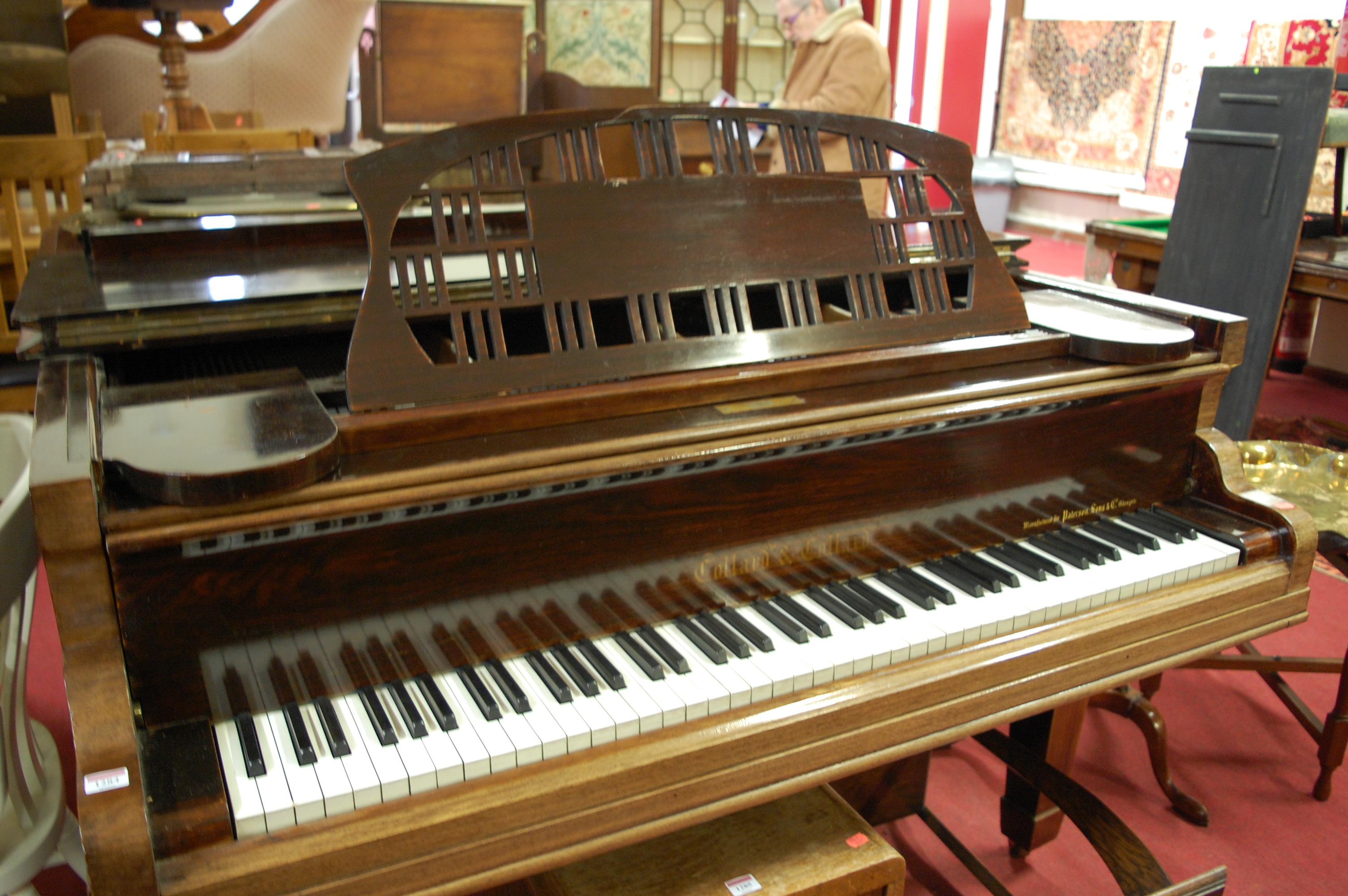 An early 20th century rosewood cased baby grand piano by Collard & Collard, iron-framed and over- - Image 4 of 6