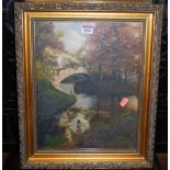 J. Palmer Clarke - Autumnal river landscape, over-painted photograph, signed lower right, 35 x 27cm;