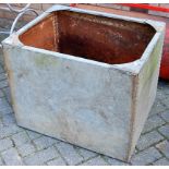 An early 20th century galvansied and riveted metal rectangular water tank, width 75cm