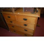 An Edwardian satin walnut chest of two short over three long drawers, width 102cm