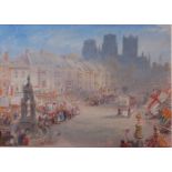 *Albert Goodwin RWS (1845-1932) - Wells Carnival, oil, titled lower left, signed and dated '95 lower