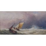 *Charles Bentley (1806-1854) - Fishing boats in a squall, watercolour, signed and dated '33 lower