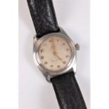 A gentleman's 1950's Tudor Oyster Shock Resistant manual wristwatch, the signed cream dial with gilt
