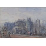 *John Fulleylove RI (1847-1908) - Westminster Abbey, watercolour, signed lower left, 16.5 x 25cm