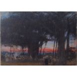 *Albert Goodwin RWS (1845-1932) - Under the Banyan trees near Agra, India, watercolour, titled lower