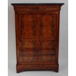 *A 19th century mahogany escritoire, having a green veined marble top above a frieze drawer, with