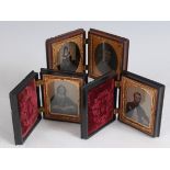 A pair of Victorian vulcanite ambrotype photographs, circa 1860-70, each depicting half-length