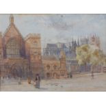 *John Fulleylove RI (1847-1908) - Westminster Hall and Westminster Abbey, watercolour, signed