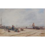 *Thomas Bush Hardy RBA (1842-1897) - Watching the boats off Schevington, watercolour with body