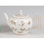 A 19th century Meissen porcelain bachelors teapot and cover, of bullet shape, the finial as a