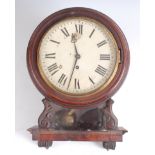 A Victorian mahogany wall clock, having an unsigned white enamel circular dial, dia.8", single