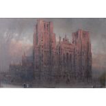 *Albert Goodwin RWS (1845-1932) - Wells Cathedral, watercolour and body colour, titled lower left,