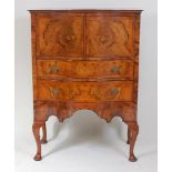 A figured walnut and crossbanded serpentine front side cabinet, in the 18th century style, the whole