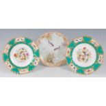 *A pair of circa 1900 Copeland porcelain cabinet plates, each central panel painted with fruit and