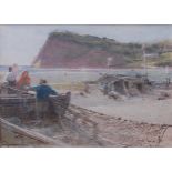 *Albert Goodwin RWS (1845-1932) - Teignmouth, watercolour with traces of body colour, titled lower