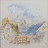 *Myles Birkett Foster RWS (1825-1899) - Alpine scene, watercolour, signed with monogram lower right,