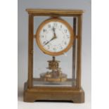 Gustav Becker - an early 20th century lacquered cased four glass mantel clock, having unsigned white