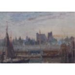 *John Fulleylove RI (1847-1908) - Lambeth Palace from the Thames, watercolour, signed lower right,