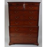 *A George III mahogany chest-on-chest, the upper section having a moulded cornice above two short