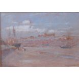 *Albert Goodwin RWS (1845-1932) - Whitby, watercolour and body colour on tinted paper, titled
