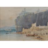 *Attributed to William Daniell (1769-1837) - Indian coastal scene, watercolour, 12 x 17.5cm