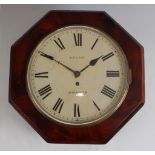 A Victorian mahogany octagonal cased wall clock, the white enamel dial signed W.R. Last Yarmouth,