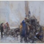 *Dudley Hardy (1867-1922) - Vagrants, watercolour and wash, signed with monogram and dated '14 lower