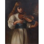 Late 19th century school - The Violinist, oil on canvas (re-lined), 90 x 70cm