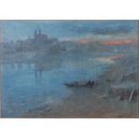 *Albert Goodwin RWS (1845-1932) - Basle, watercolour with pen and ink, titled lower left, signed and