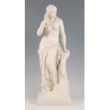 A late Victorian Copeland Parian figure of Eceria, after J.H. Foley RA, the semi-clad maiden on a