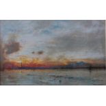 *Albert Goodwin RWS (1845-1932) - Venezia, (Venice at Sunset), oil on paper, titled lower left,