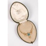 *An Edwardian zircon and pearl pendant, the round blue zircon, in collet mount with milligrain