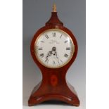A 19th century mahogany balloon cased mantel clock, the convex white enamelled signed Webster