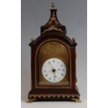 A 19th century Chinese rosewood and gilt brass mounted miniature bracket clock, in the mid-18th