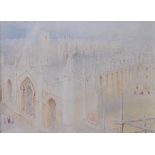*Albert Goodwin RWS (1845-1932) - All Souls, Oxford, watercolour with pen and ink, signed and