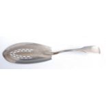 A George III silver fish slice, in the Fiddle pattern, the pierced oval blade with bright cut