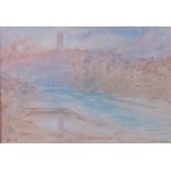 *Albert Goodwin RWS (1845-1932) - Freybourg, watercolour, titled lower left, signed lower right,
