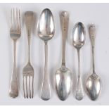 A silver harlequin part cutlery suite, in the Old English pattern, comprising twelve dessert