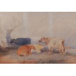 Attributed to Thomas Sidney Cooper (1803-1902) - Cattle in a landscape, watercolour, apparently