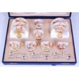 *A cased set of six Royal Worcester coffee cups and saucers, each piece hand-painted with a Scottish