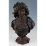 After Auguste Moreau (1834-1917) - a patinated spelter bust group female personification of Été, ,